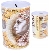 Копилка металлическая банка номинал монеты деньги банкнота 200 зл м