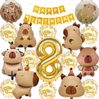 ZESTAW BALONy 6 sztuk KAPIBARY BALON KAPIBARA CYFRA 8 OSIEM ÓSME URODZINY