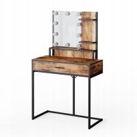 STÓŁ MADALITIONAL Fyrk Drewno antyczne 80 cm z lampami LED