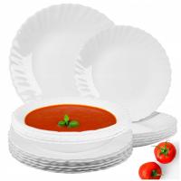 СТОЛОВАЯ ПОСУДА НАБОР ТАРЕЛОК ПОСУДА ЗАГОРАЕТ БЕЛЫЙ НА 6 ЧЕЛОВЕК 24 ЭЛЕМЕНТА
