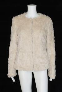 NEW LOOK 38 M KREMOWE ELEGANCKIE FUTRO SZTUCZNE FUTERKO DOPASOWANE KRÓTKIE