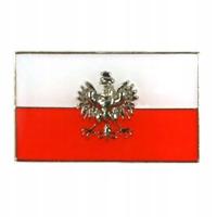 Przypinka pin wpinka flaga Polski z orłem prosta