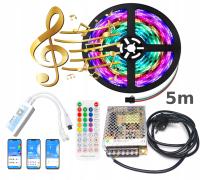 5m ZESTAW taśma WS2812B IP30 sterownik MUZYCZNY zasilacz PŁYNĄCE LEDY argb