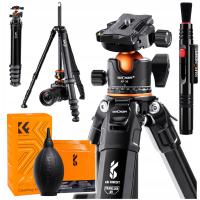 Tripod Statyw Monopod K&F Traveller M1 + głowica 15kg obciążenia KF09.105 + GRUSZKA PĘDZELEK do czyszczenia OBIEKTYWU 3w1