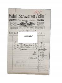 1935 Grunberg Zielona Góra Hotel Schwarzer Adler Hurtownia win P. Pavel