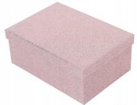 Pudełko ozdobne prezentowe twarde na prezent RÓŻOWE BROKATOWE