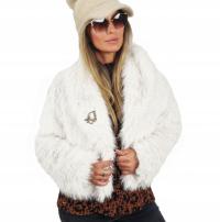 Futerko Damskie Krótkie Eleganckie Jasne Kurtka Zimowa Sztuczne Futro