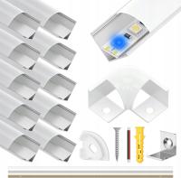 Profil Listwa Aluminiowa LED Narożna z Osłoną Do Taśm LED Zestaw 10 sztuk