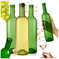 10x butelki do WINA Bordeaux 750 ml ZIELONE SZKŁO + KORKI na wino alkohol
