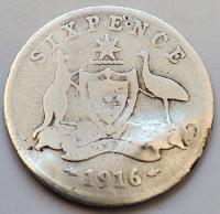 Australia 6 pensów 1916 r. śr. 24 mm srebro