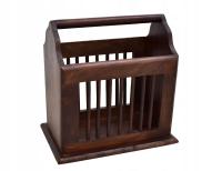 Gazetnik kolonialny drewniany stojak na gazety palisander ciemny brąz