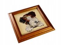 PIĘKNY WYSZYWANY OBRAZEK PIES SZCZENIAK