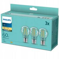 3x Żarówka LED E27 A60 7W = 60W 806lm 2700K Ciepła Filament PHILIPS