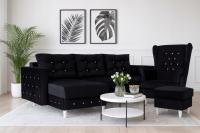 Zestaw mebli wypoczynkowy meble tapicerowane narożnik i fotel uszak z pufą