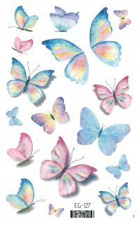 Tatuaże zmywalne dla dzieci BROKATOWE MOTYLE EG127