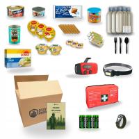 Zestaw przetrwania na 72 godziny + jedzenie + woda + radio + apteczka