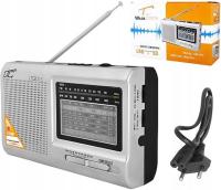 Radio przenośne sieciowe na baterie + akumulator R20 FM USB z akumulatorem