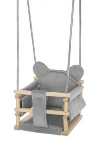 Ковшовые качели Мишка велюровый серый