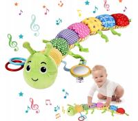 ZABAWKA SENSORYCZNA DLA NIEMOWLĄT MUZYCZNA PLUSZOWA ANTYSTRESOWA GĄSIENICA