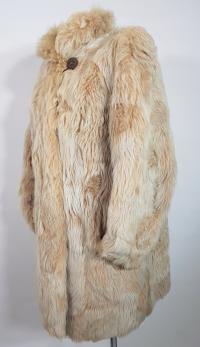 Futro naturalne jagnięce beż długi włos oversize ciepłe L XL