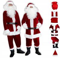 WELUROWY KOSTIUM STRÓJ MIKOŁAJA BURGUND SAKWA NA CUKIERKI +LIST 10el L-3XL