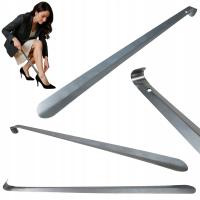ŁYŻKA DO BUTÓW METALOWA DŁUGA SREBRNA SOLIDNA Z ZAWIESZKĄ - 51 CM