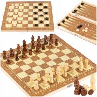 Шахматы шашки нарды большой деревянный 3в1 настольная игра шахматная доска
