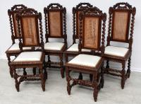 STYLOWE DĘBOWE KRZESŁA EKLEKTYCZNE, RAFIA, KOMPLET 6 SZTUK