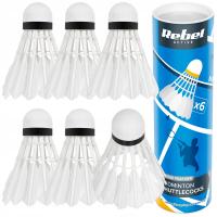 Lotki piórowe do badmintona z pierza gęsiego, tuba 6szt, REBEL ACTIVE