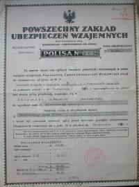 PZUW POLISA No 306855 - 1930– DOBROWOLNE UBEZPIECZENIE OD OGNIA