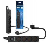 Listwa przeciwprzepięciowa KERG 1,5m 4 gniazda 16A M02513 czarna