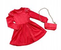 Sukienka welur + torebka rozm.12/146/152 OBNIŻKA