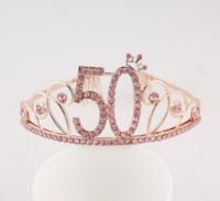 Nowa opaska 50 lat diadem korona urodziny różowa
