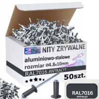 Заклепки 4, 8x10 мм Антрацит цвет RAL 7016 серый графит Зин 50 шт