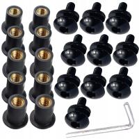 Czarne Śruby M5x16mm Podkładki Tulejka z Gwintem 5mm do Owiewek do Szyby