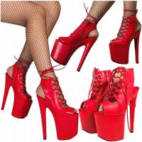 Эротические сексуальные туфли на высоком каблуке красные на платформе для танцев на шесте EXOTIC 37