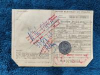 Kolekcjonerski dowód rejestracyjnyp Przyczepa Sam Wrocław D-633 6t