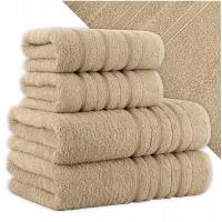 4x ręczniki bawełniane 50x90 70x140 zestaw komplet kąpielowe DORA beżowe