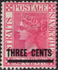 kol.bryt.Straits Settlements QV 3 c.czysty *