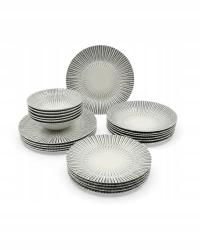 Zestaw Porcelanowy 24 el. Talerze Miski Serwis Obiadowy dla 6 Osób Wzór