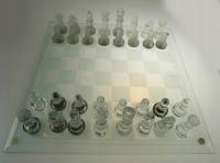 Szklane szachy szachownica 35x35 cm figury szklane