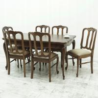 Античный красивый дубовый раскладной стол и 6 стульев ludwik после реставрации