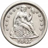 #B11# USA, 10 centów 1845, Liberty Seated, Filadelfia