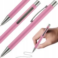 DŁUGOPIS REKLAMOWY METALOWO-GUMOWY AUTOMAT RÓŻOWY 1 SZT NIEBIESKI WKŁAD