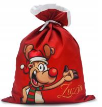 WOREK NA PREZENTY Z IMIENIEM POD CHOINKĘ MIKOŁAJA ŚWIĄTECZNY 20x30CM S