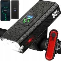 LAMPKA ROWEROWA ZESTAW LAMPEK LAMPKI LED PRZÓD TYŁ + 1600 LM WODOODPORNA