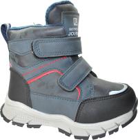 GRANATOWE ciepłe chłopięce kozaki śniegowce rzep suwak naturalne futro