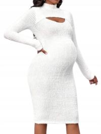 SHEIN SUKIENKA DZIANINOWA CIĄŻOWA BIAŁA 40/42 ŁJG