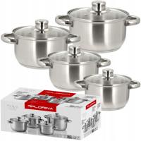 Zestaw garnków FLORINA Polpo 8 cz. elementów Indukcja Inox