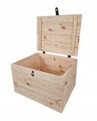 SKRZYNIA Z POKRYWĄ, DREWNIANE PUDEŁKO Z KLAPĄ, 50x40x31 cm, DUŻY KUFER